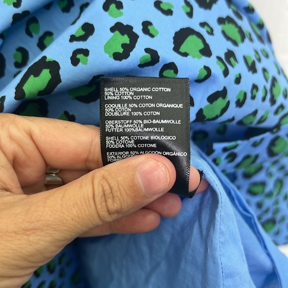 Anthropologie - Maeve Paola Flounced Cheetah Blue Print Sleeveless Midi Dress SM - Picture 12 of 14